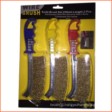 3PCS 235mm Brass Coated Wire Knife Set Brush (YY-579)